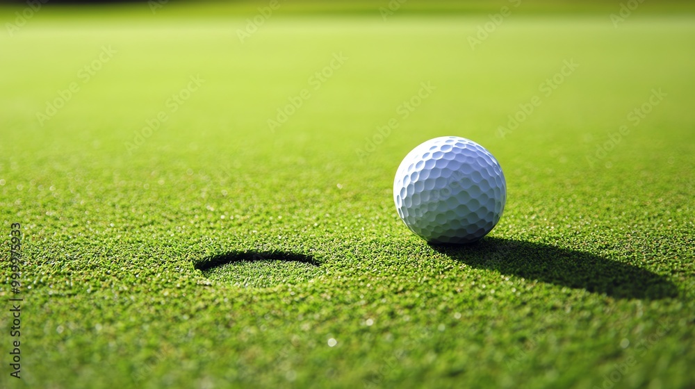 Sticker A golf ball sits on the green, just off the edge of the hole.