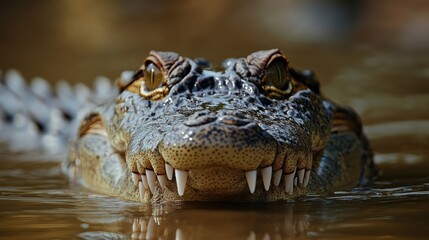 Obraz premium Intense Close-up of a Crocodile in Water