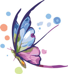 colorful butterfly illustration vector with watercolor painting style 