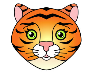 Tiger - symbol of 2022 - vector full color illustration. Head of a cute little tiger, cute face for cards and banners	