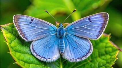 Holly Blue Butterfly perching on a leaf from bird eye view