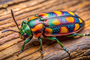 Naklejka premium Detailed Close-Up of Sculptured Pine Borer Beetle Highlighting Unique Patterns and Textures on Body