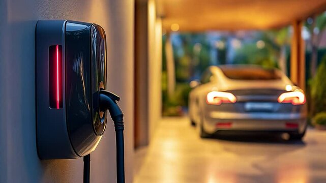 EV vehicle wall charger at home.