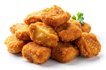 Homemade chicken nuggets isolated on white background