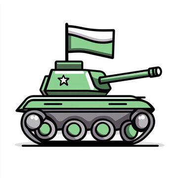 recommend clip art:  A simple icon depicting a tank with a flag on top set against a white background. 