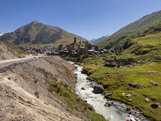 Ancient Svaneti Towers in Village