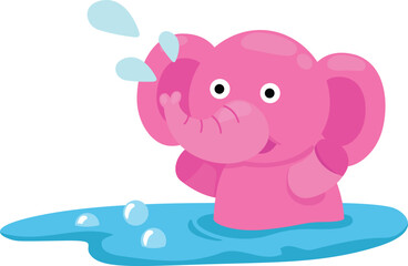 cute cartoon elephant character on white background illustration