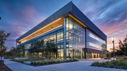 Obraz premium High-tech educational building featuring advanced learning spaces and a modern architectural style