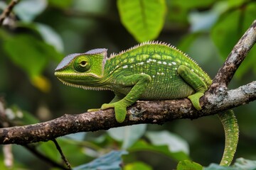 Fototapeta premium Green chameleon india -generative ai