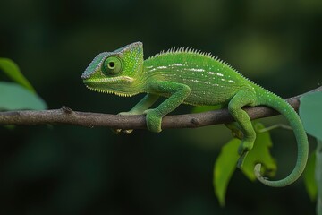Fototapeta premium Green chameleon india -generative ai