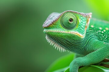 Obraz premium Green chameleon india -generative ai