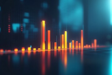 Abstract 3D  Chart with Orange and Blue Light