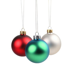 Colorful Christmas Ornaments on Transparent Background
