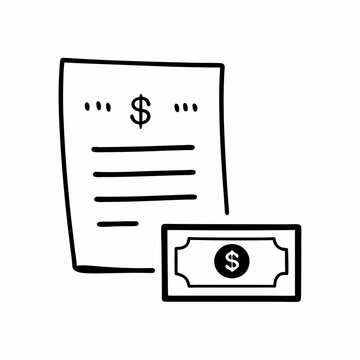 recommend clip art: Stack of banknotes icon, cash and money symbol, black and red line art