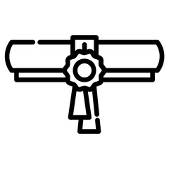 Obraz premium diploma scroll. vector single icon with a dashed line style. suitable for any purpose. for example: website design, mobile app design, logo, etc.