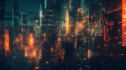 Obraz premium Abstract futuristic utopian cityscape, neural network generated art. AI Utopia. Illustration