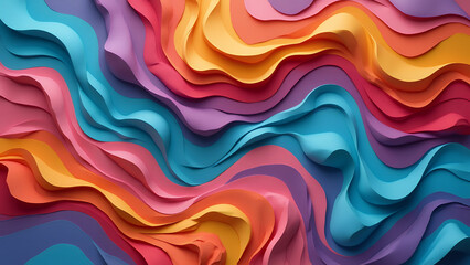 Colorful wavy paper texture cut out design wallpaper background