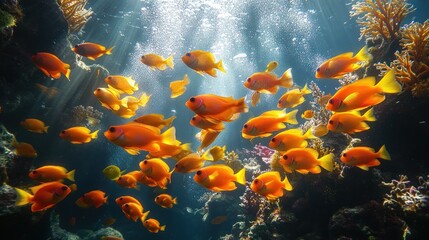 Orange tropical fish from the Indian Ocean with an interesting Background