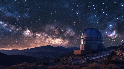 Obraz premium A panoramic view of the Carina constellation shining bright in the southern hemisphere's night sky above a remote observatory