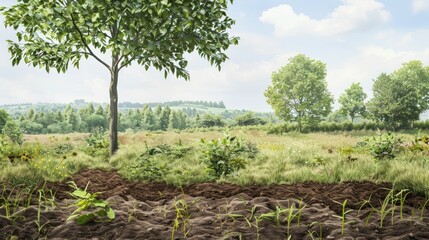 Fototapeta premium Tranquil Meadow Landscape