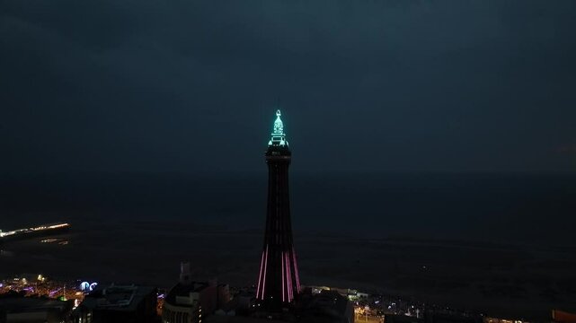 The Glorious Blackpool Tower at Night in Lancashire, England