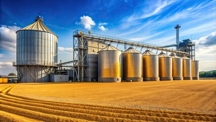 Obraz premium Industrial grain drying and storage facility