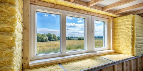Installation of plastic windows and insulation with polyurethane foam in a wide-angle view