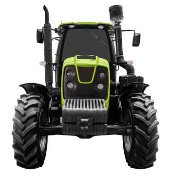 Front view green tractor