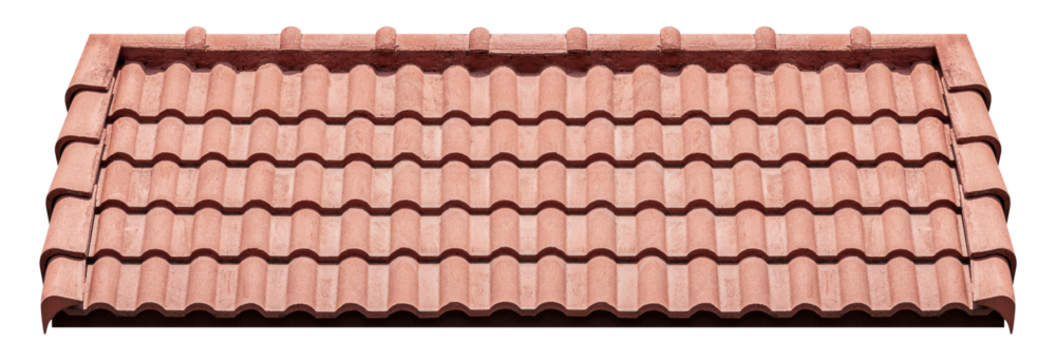 Old roof with red tile pattern