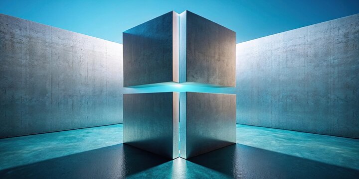 Intersection of parallel dimensions at a futuristic monolith macro