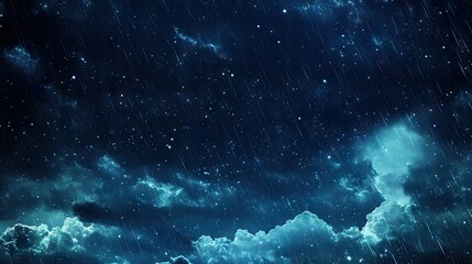Obraz premium A stormy night sky with heavy rain and strong winds, featuring open areas in the sky for text placement.