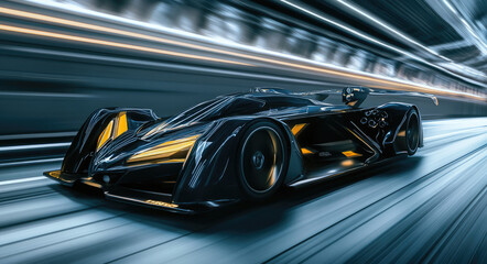 Fototapeta premium race car driving down the track with motion blur