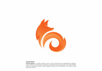 Elegant Fox Icon Logo Design Ideas with Swirling Tail, modern fox logo design, fox logo design idea
