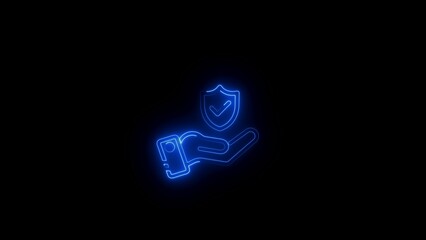 protection parcel line icon in blue neon style. Set of logistics illustration icons. Signs, symbols can be used for web
