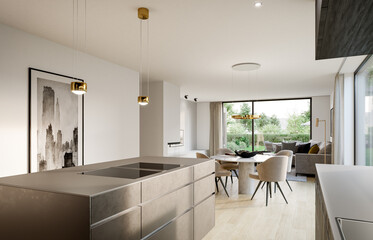 modern kitchen interior. 3D Rendering