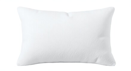 A simple, soft white pillow on a plain background, perfect for use in advertising bedding, bedroom furniture, or home decor.