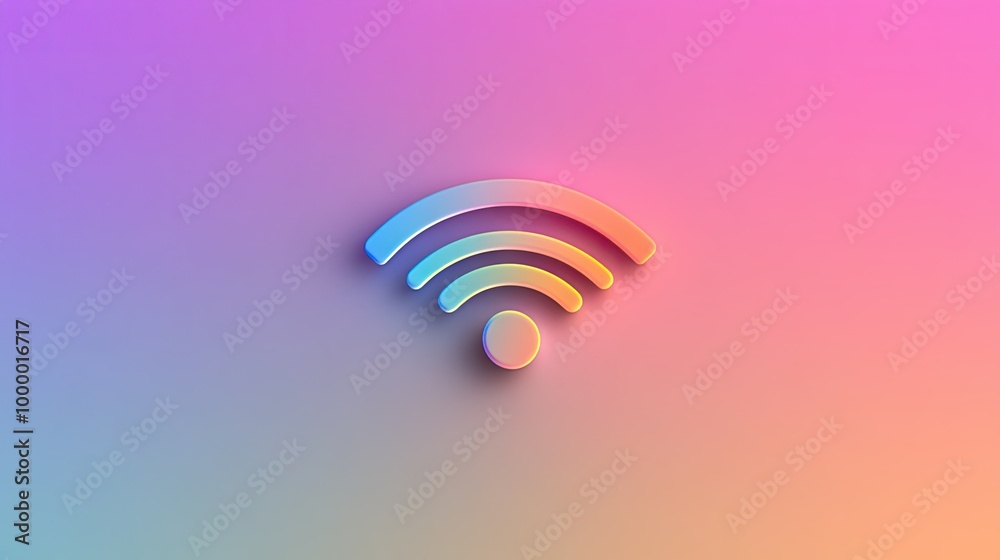 Poster a wireless signal icon displayed on a screen with a soft gradient background, leaving room around fo