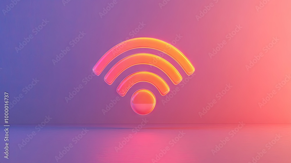 Poster a wireless signal icon displayed on a screen with a soft gradient background, leaving room around fo