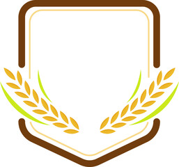 Rice Wheat cereal  border label frame premium flat color illustration design