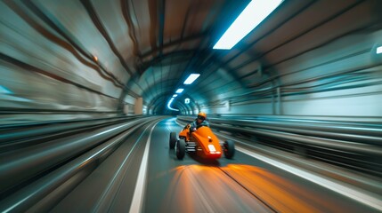 A man is driving a kart on a track, karting