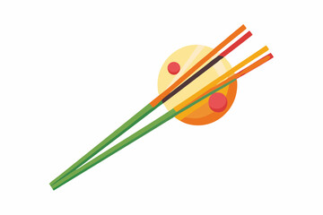 chop stick in pasta bowl vector color 