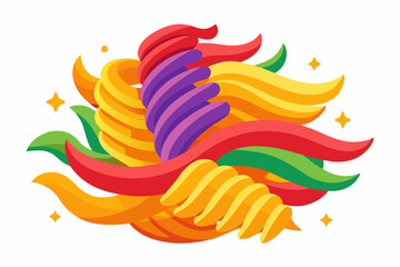 chop stick in pasta bowl vector color 