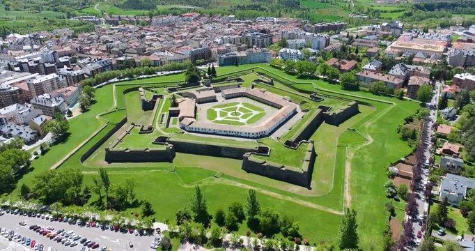 Panoramic aerial view of Jaca in Huesca, Spain