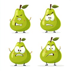 Cute cartoon character of pear fruit