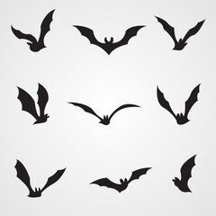 Bat Halloween silhouette icon flat element illustration design