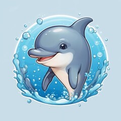 cute dolphin in kawaii style