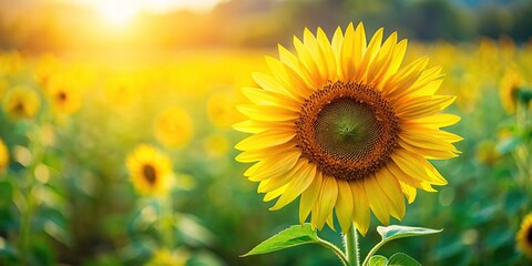 Obraz premium Isolated sunflower in full bloom during summer