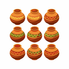 set of pucklay pot vector