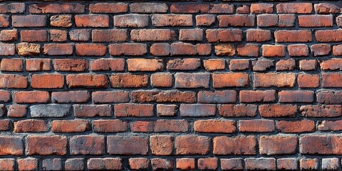 Fototapeta premium A Seamless Pattern of Weathered Red Brick Wall with Mortar