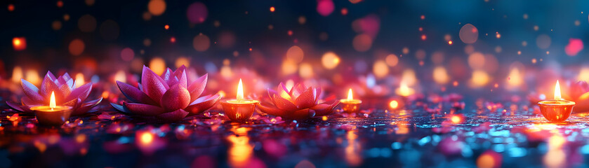 Glossy Bhai Dooj Background with Vibrant Glowing Festival Lights - Captivating Photo Stock Concept for Celebrating Family Bonding